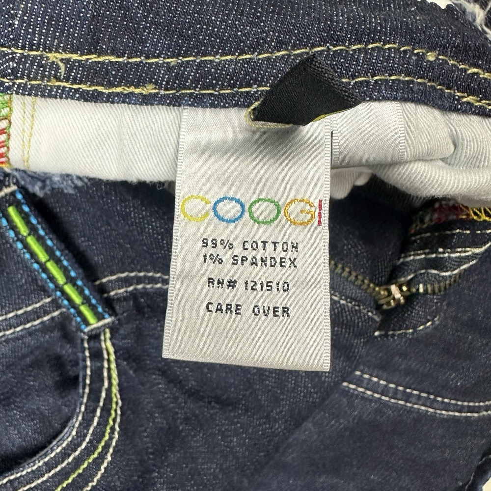 COOGI Y2K Denim Mini Skirt Women's Size 1/2 Jean Skirt Embroidered Distressed - Picture 5 of 12